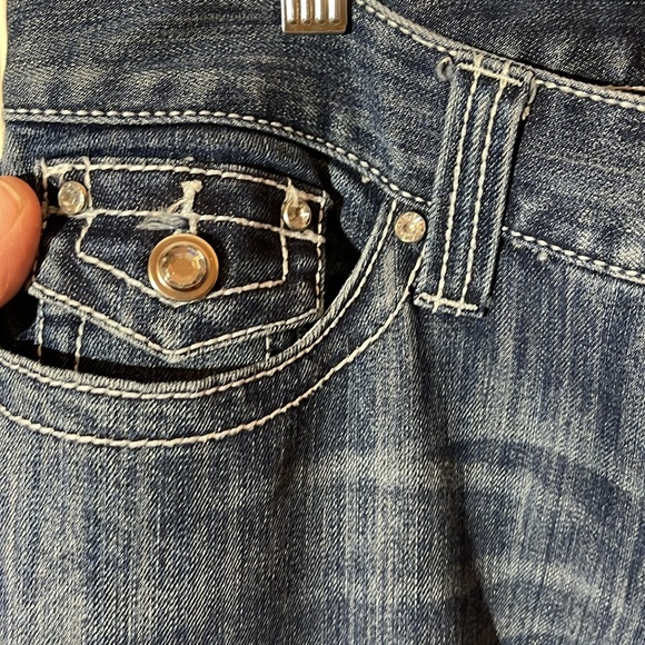 INC denim regular fit boot cut jeans with back pocket detail - Picture 2 of 6